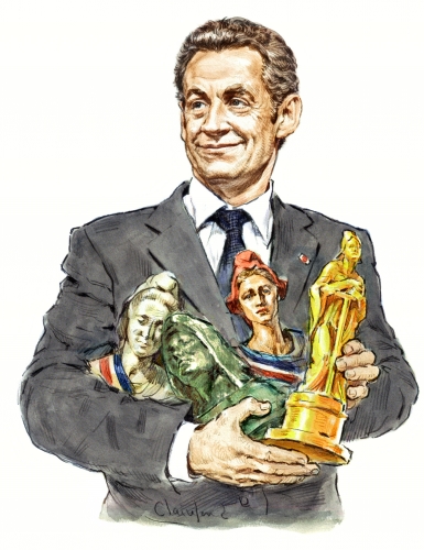 Le Président Sarkozy tenant des Marianne v2 fini.jpg